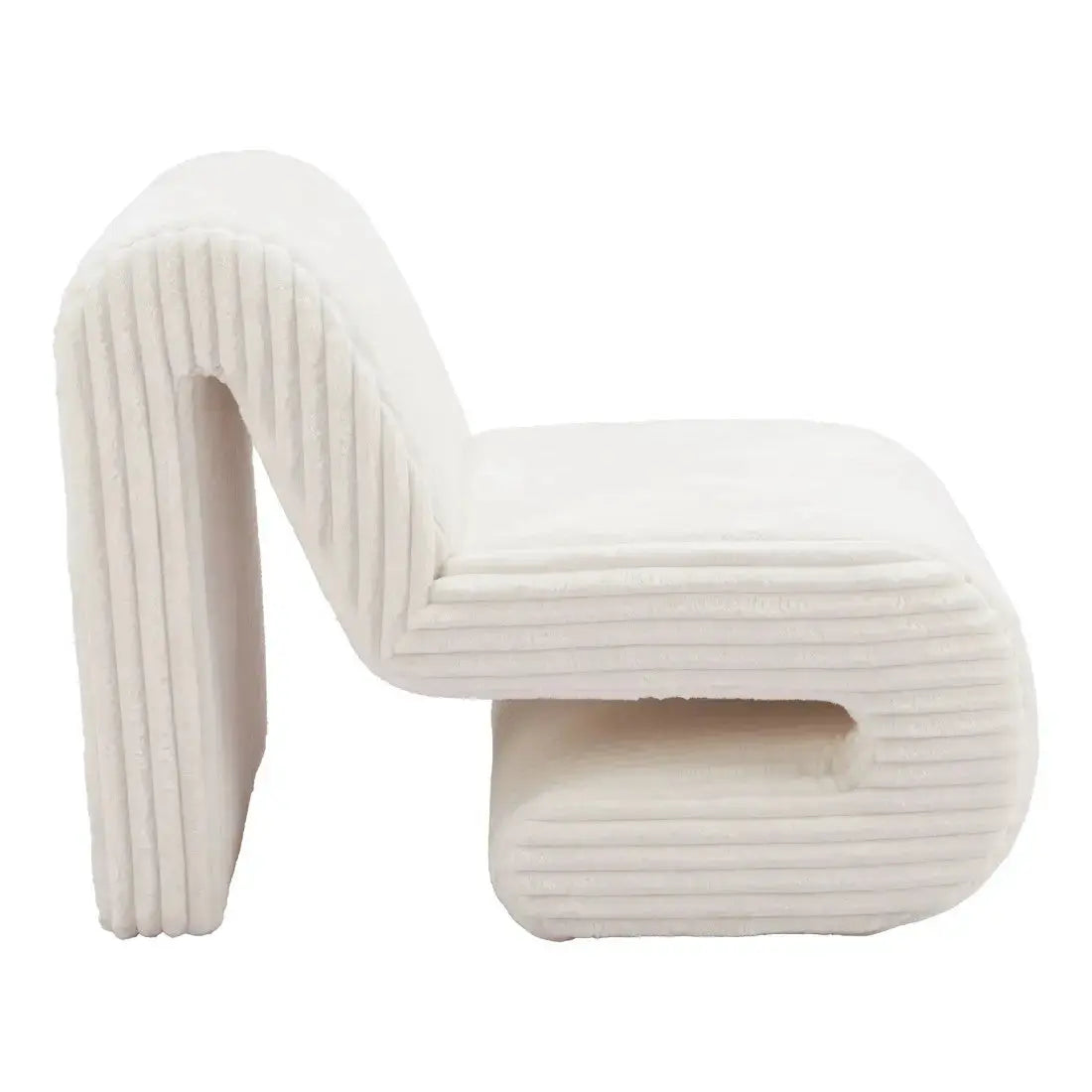 26" White Corduroy And Upholstered Lounge Chair Homeroots Living Room