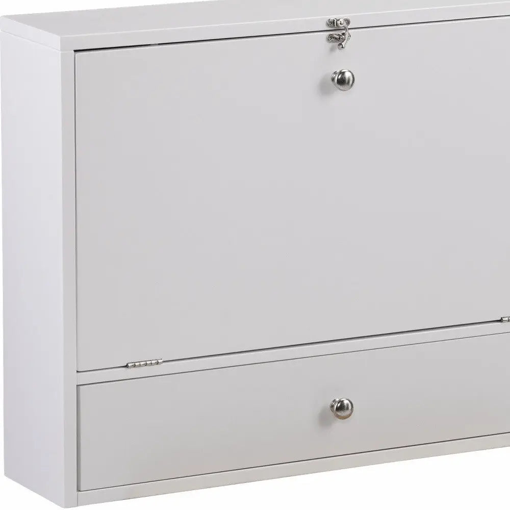26" White Wall Mounted Floating Desk Homeroots Office