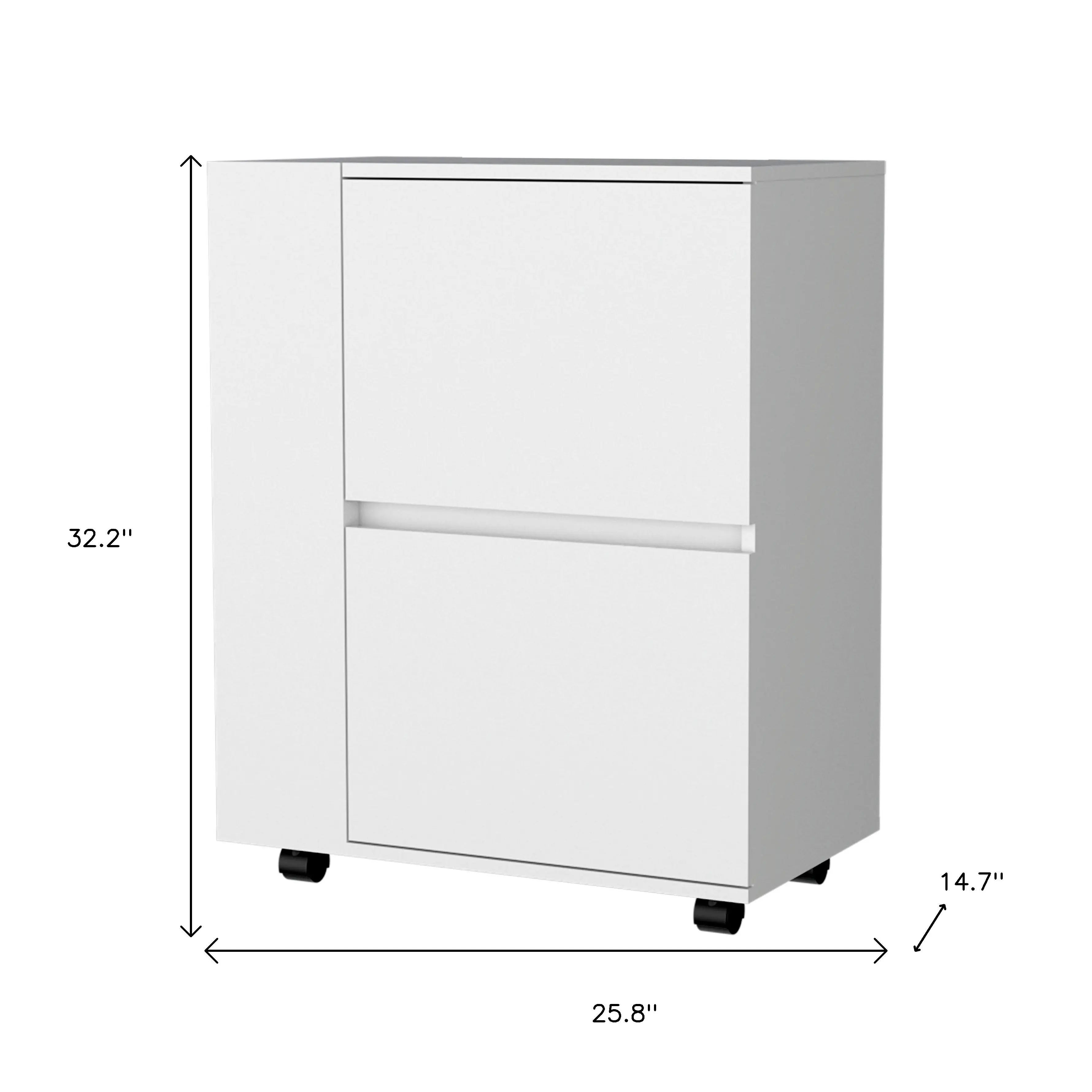 26" White Wood Rolling Bar Cart Homeroots Kitchen & Dining