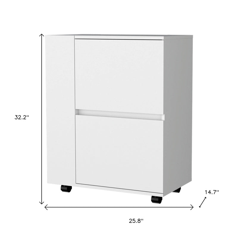 26" White Wood Rolling Bar Cart Homeroots Kitchen & Dining