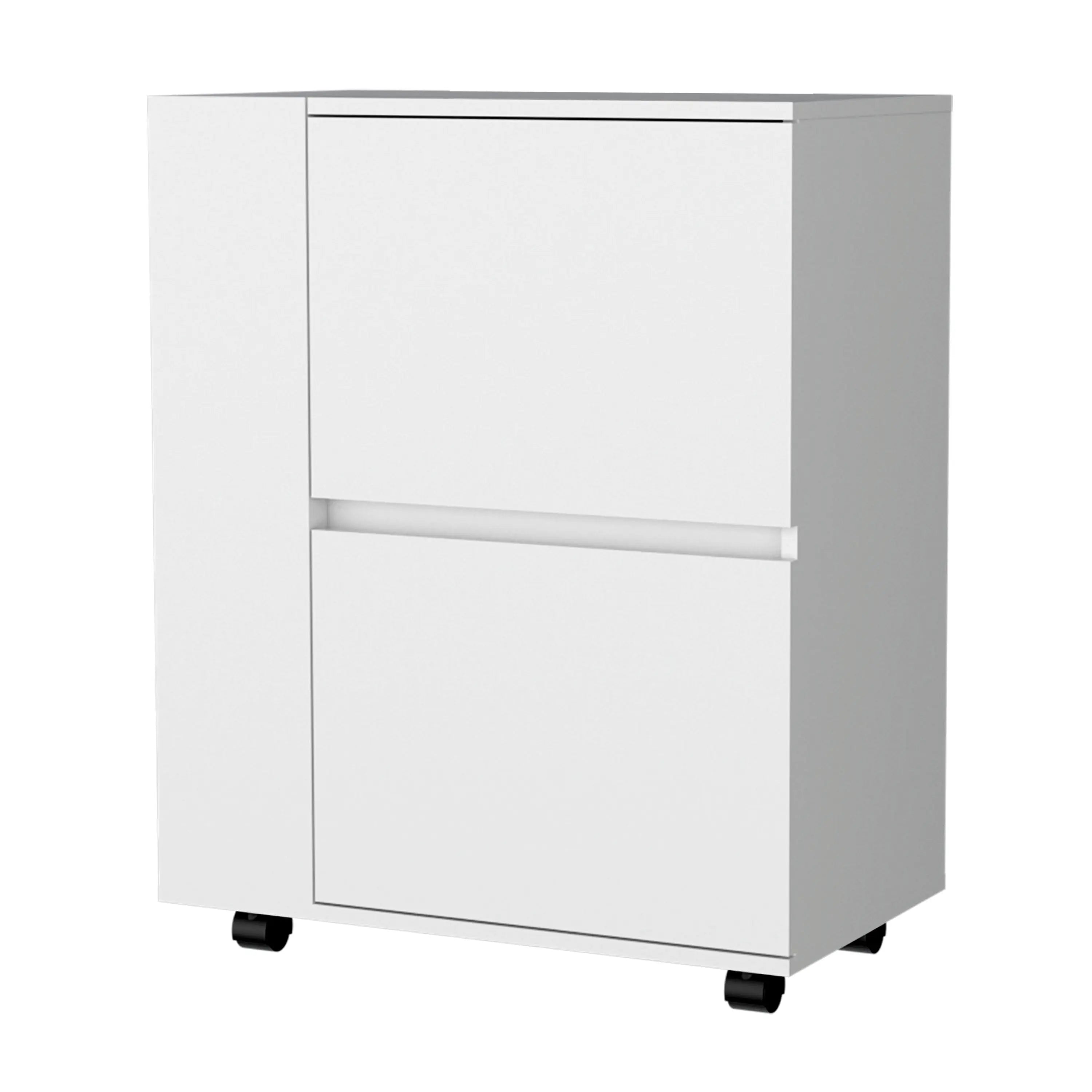 26" White Wood Rolling Bar Cart Homeroots Kitchen & Dining