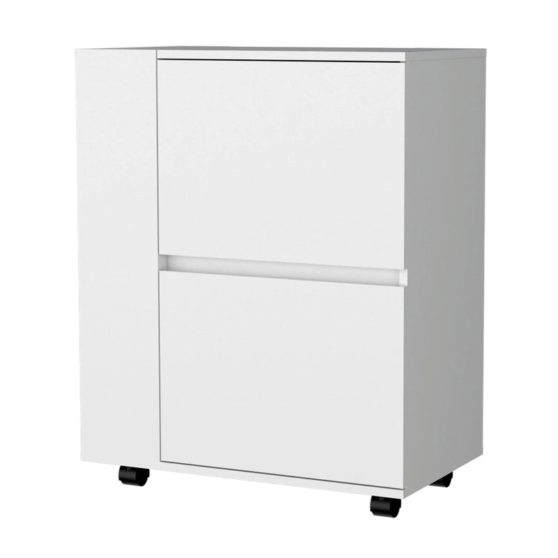 26" White Wood Rolling Bar Cart Homeroots Kitchen & Dining