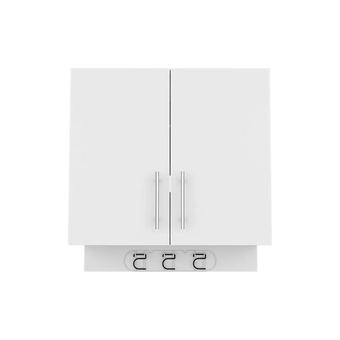 26" White Wood Wall Mounted Utlity Cabinet With Two Doors Homeroots Kitchen & Dining