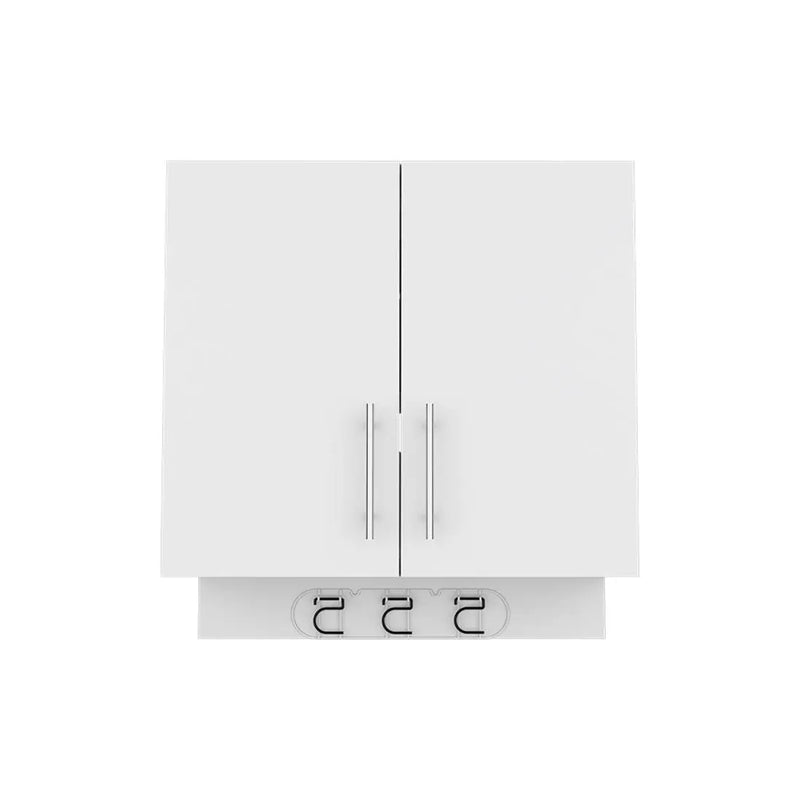 26" White Wood Wall Mounted Utlity Cabinet With Two Doors Homeroots Kitchen & Dining