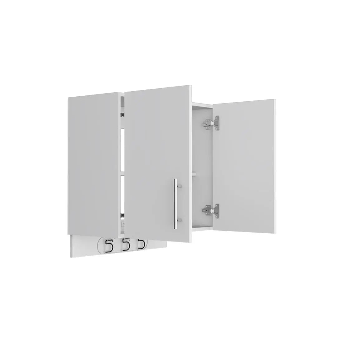26" White Wood Wall Mounted Utlity Cabinet With Two Doors Homeroots Kitchen & Dining