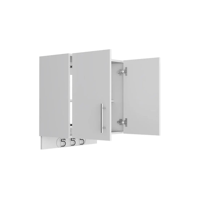 26" White Wood Wall Mounted Utlity Cabinet With Two Doors Homeroots Kitchen & Dining