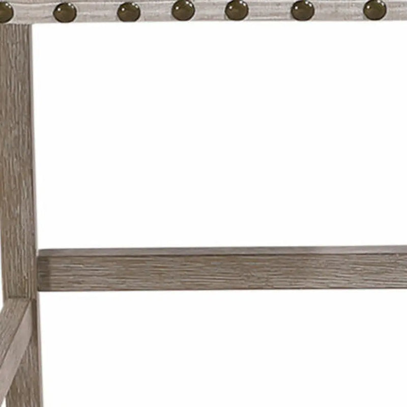 26" White and Natural Wood and Fabric Counter Height Bar Chair Homeroots Living Room