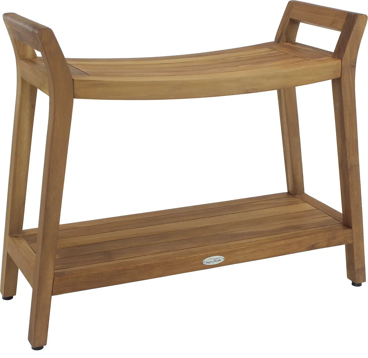 26" X 32" Brown Teak Rectangular Shower Bench With Shelf Homeroots Bed & Bath
