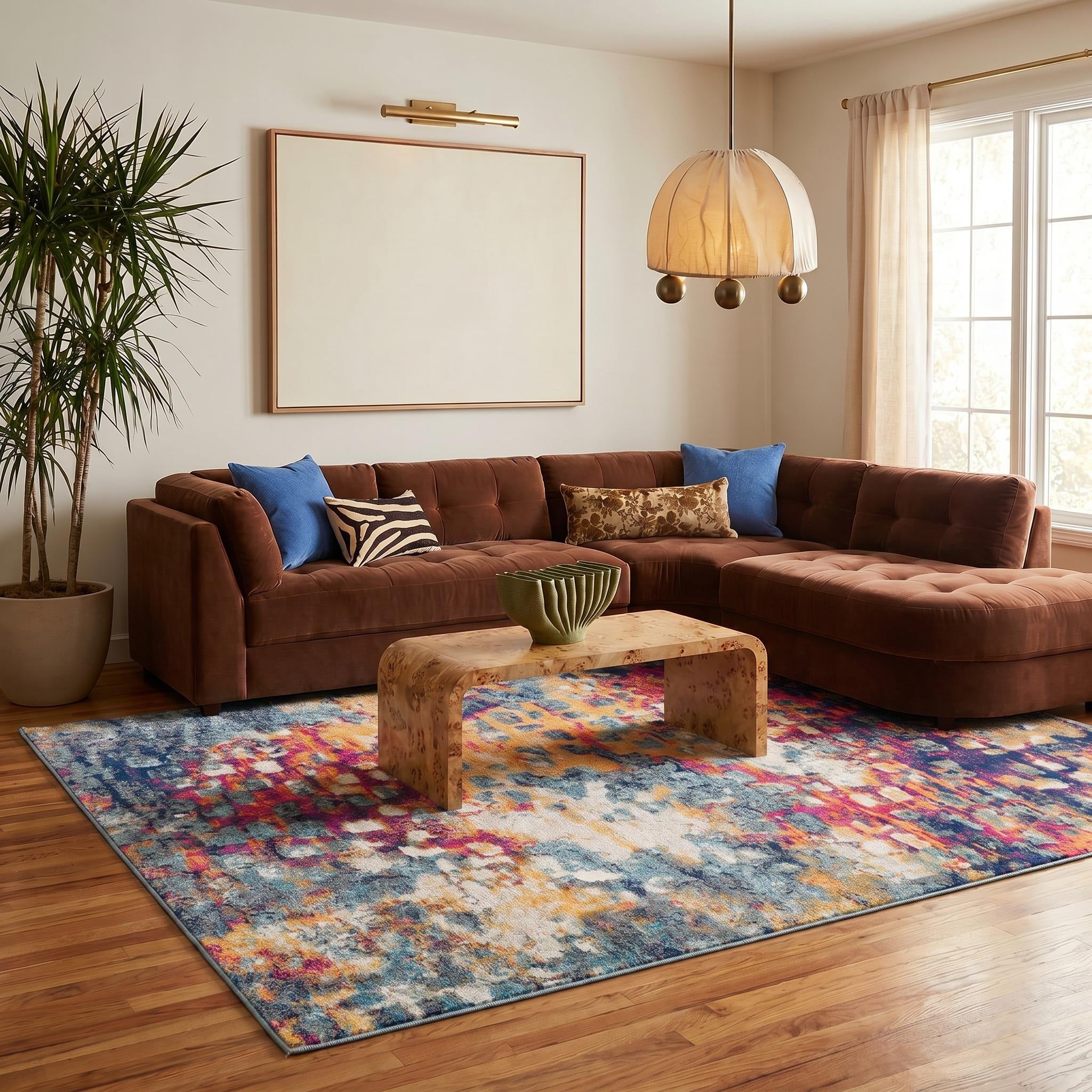 8' X 10' Blue and Ivory Abstract Area Rug - Home Decor