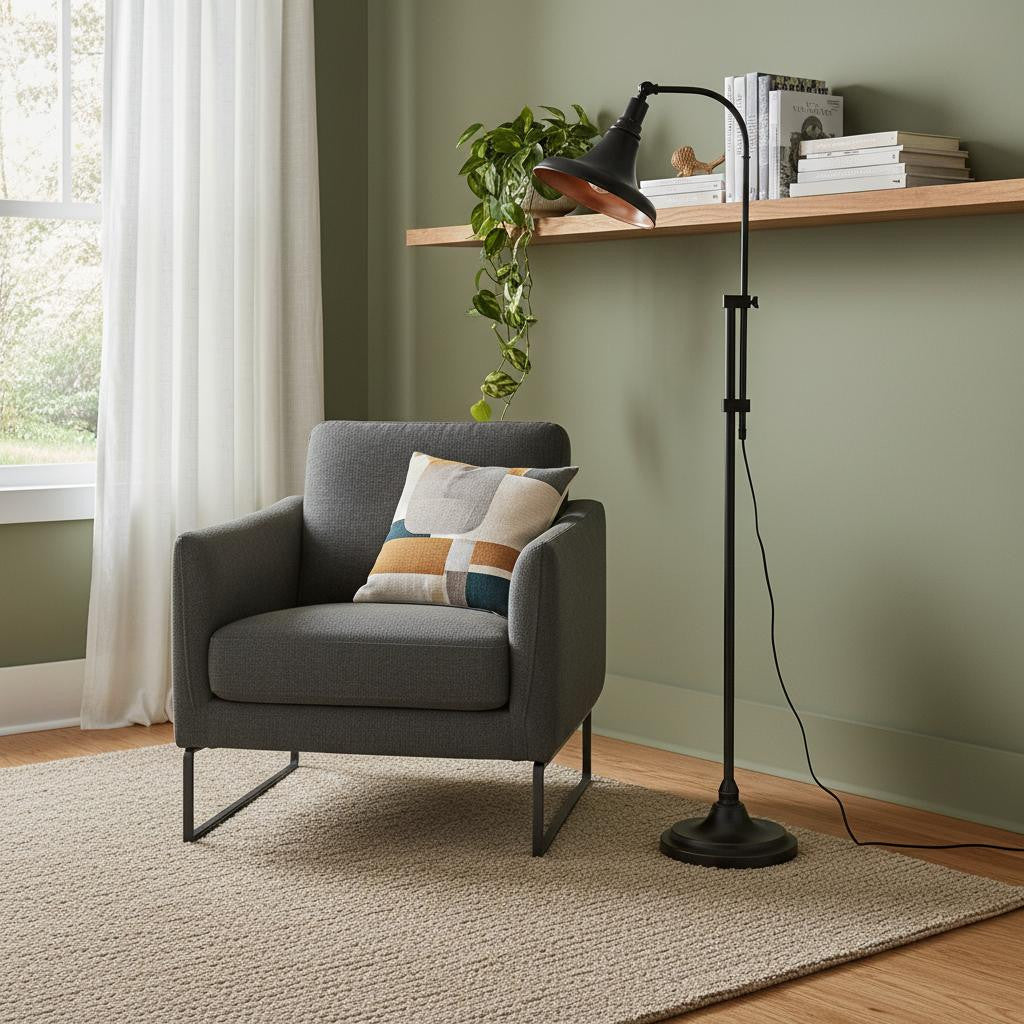 58" Bronze Metal Adjustable Floor Lamp With Bronze Metal Dome Shade - Lighting