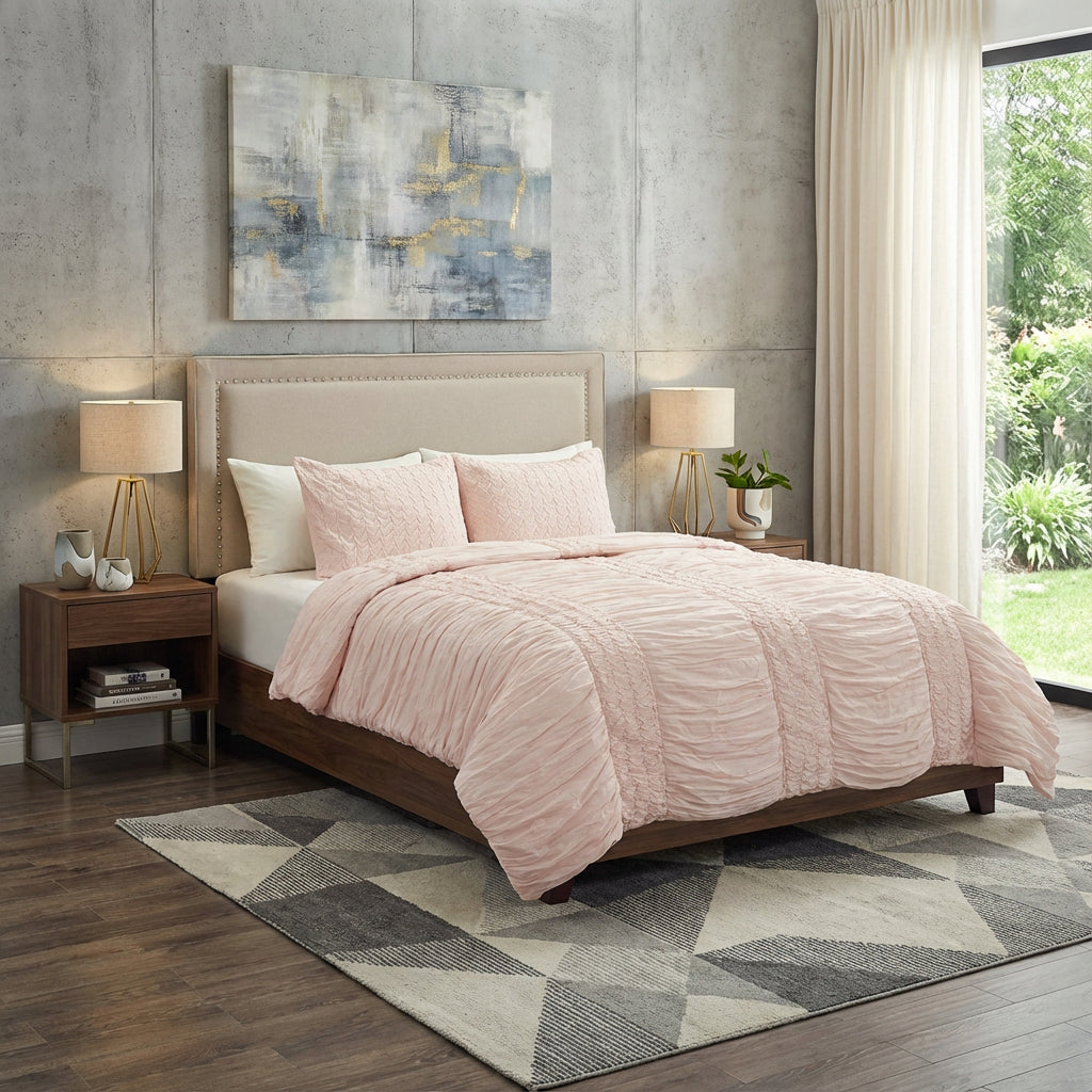 Pink Geometric King Quilt - Bed & Bath