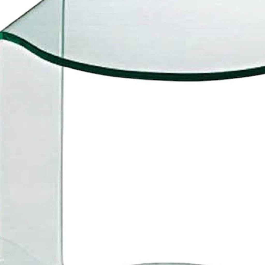 24" Clear Glass Round End Table With Shelf
