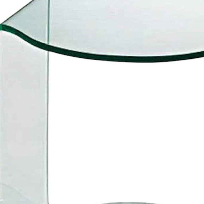 24" Clear Glass Round End Table With Shelf