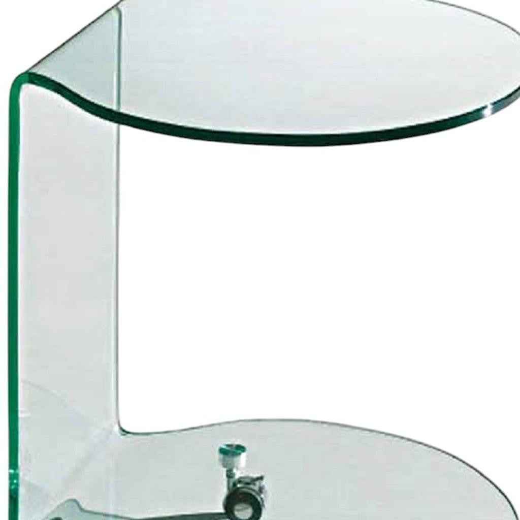 24" Clear Glass Round End Table With Shelf