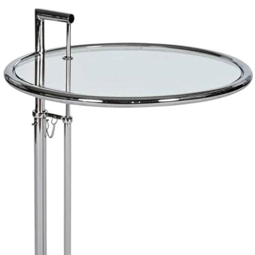 25" Silver And Clear Metal And Glass Height Adjustable Round End Table
