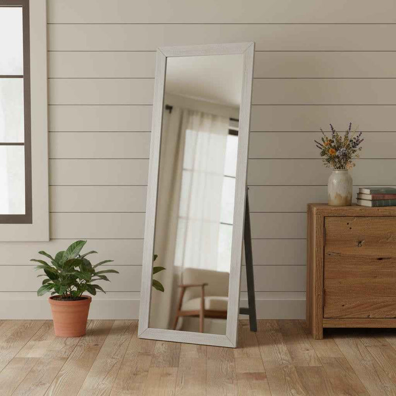 Brushed White Wooden Mirror