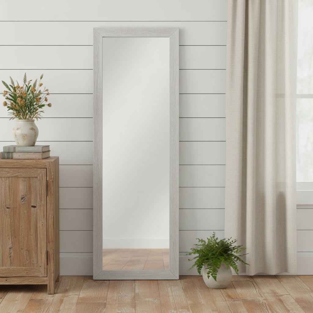 Brushed White Wooden Mirror