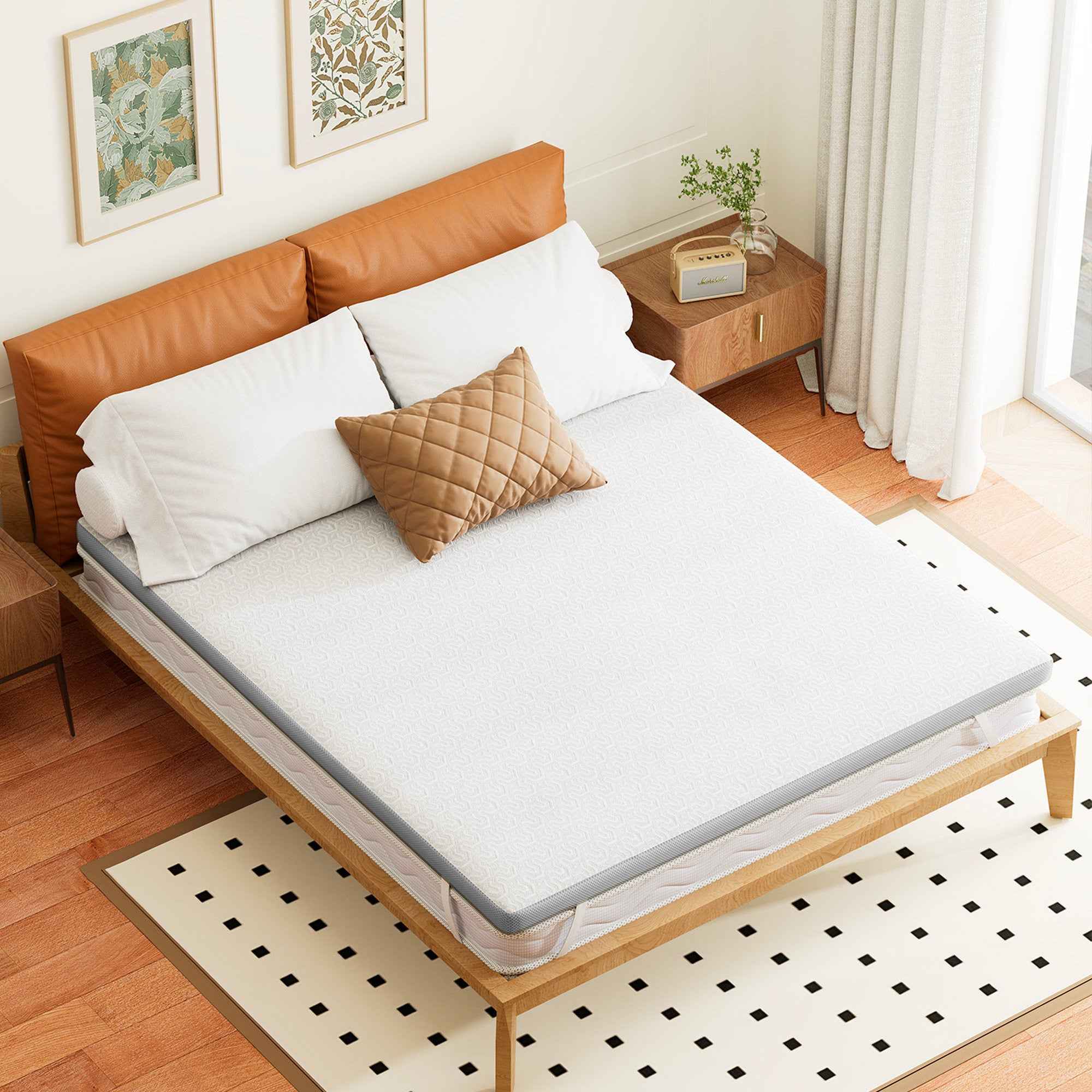 75" White Gel Memory Foam Mattress topper with Removable Cover