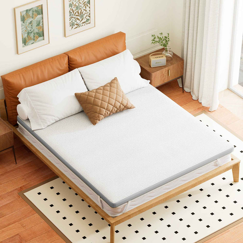 75" White Gel Memory Foam Mattress topper with Removable Cover