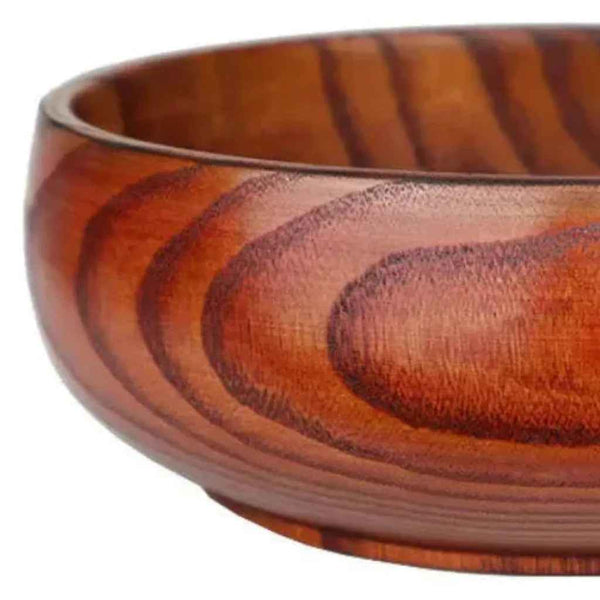 7" Brown Solid Wood Round Serving Bowl