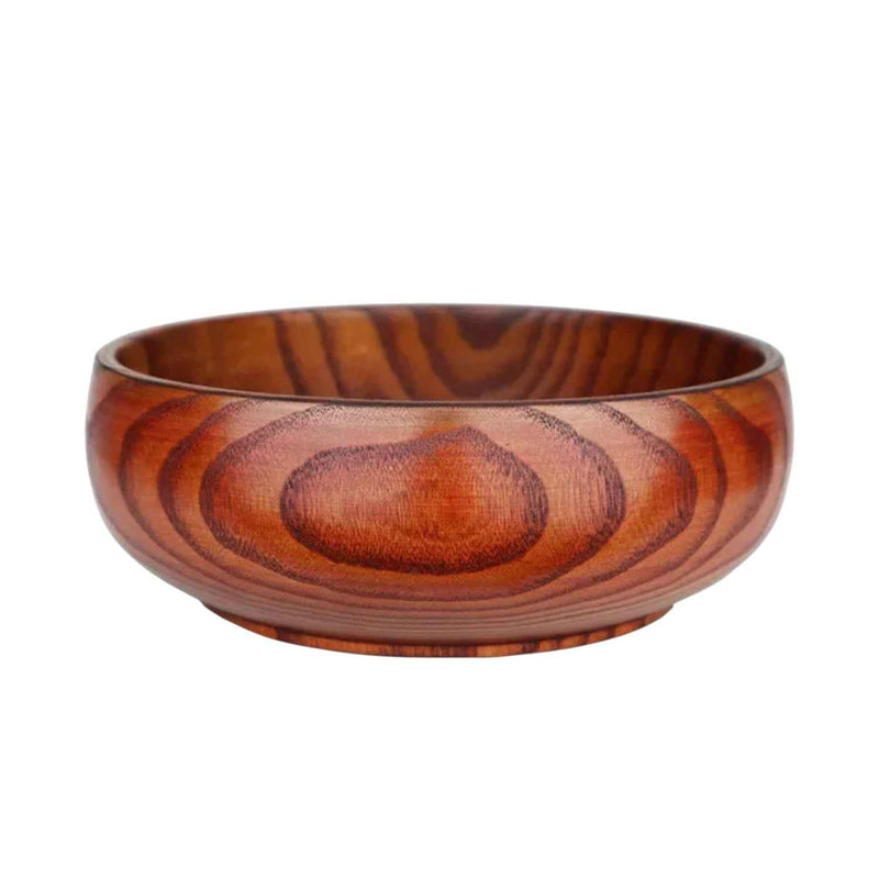 7" Brown Solid Wood Round Serving Bowl