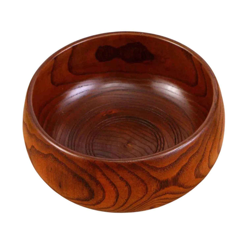 7" Brown Solid Wood Round Serving Bowl