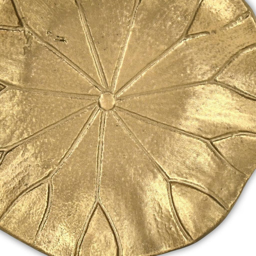 6" Gold Cast Iron Handmade Leaf Trinket Tray