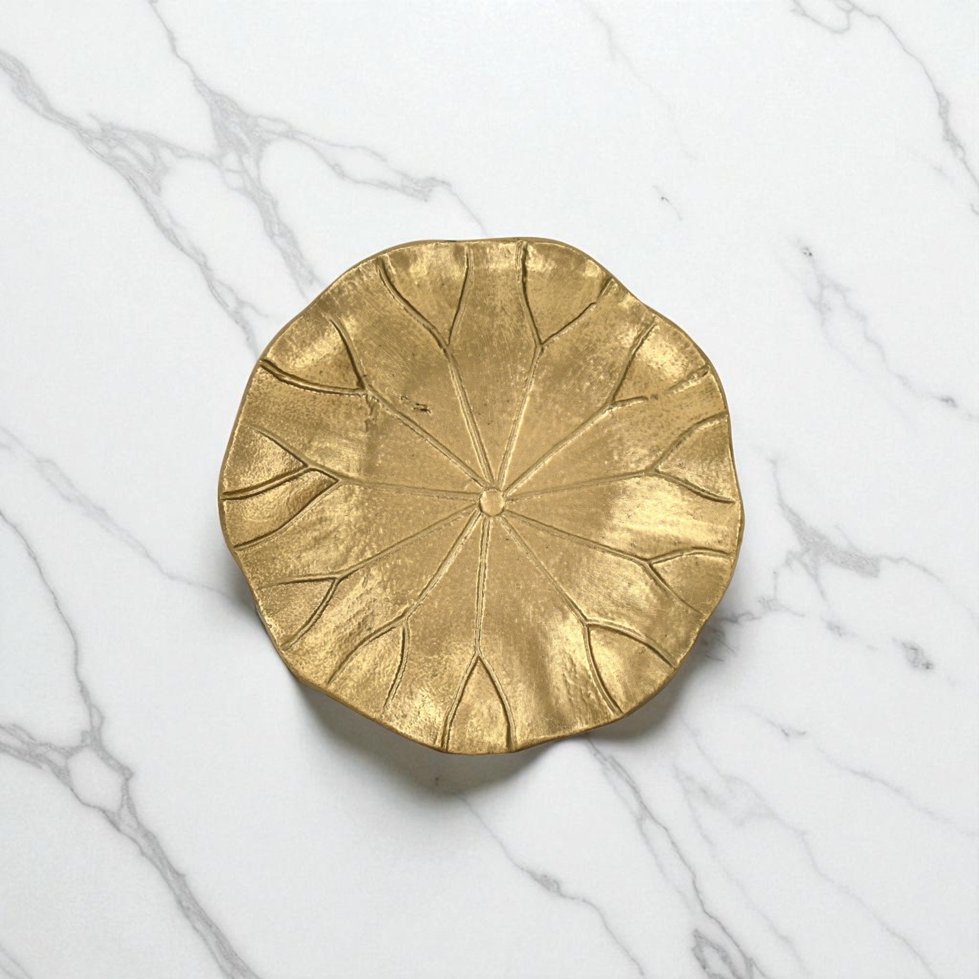 6" Gold Cast Iron Handmade Leaf Trinket Tray