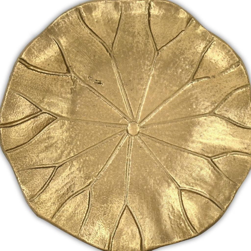 6" Gold Cast Iron Handmade Leaf Trinket Tray