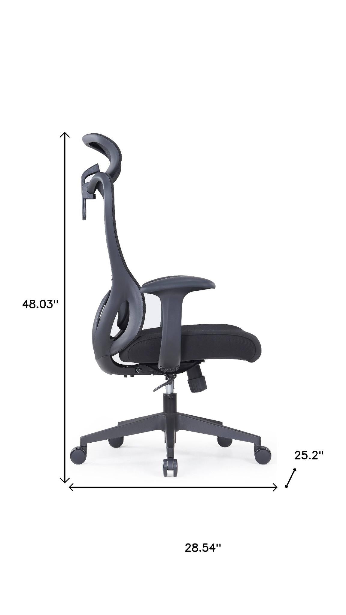 Black Adjustable Height Swivel Rolling Executive Office Chair