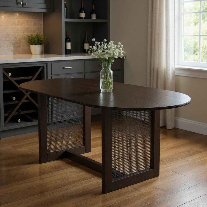 33" Black Solid Wood Oval Bar Table