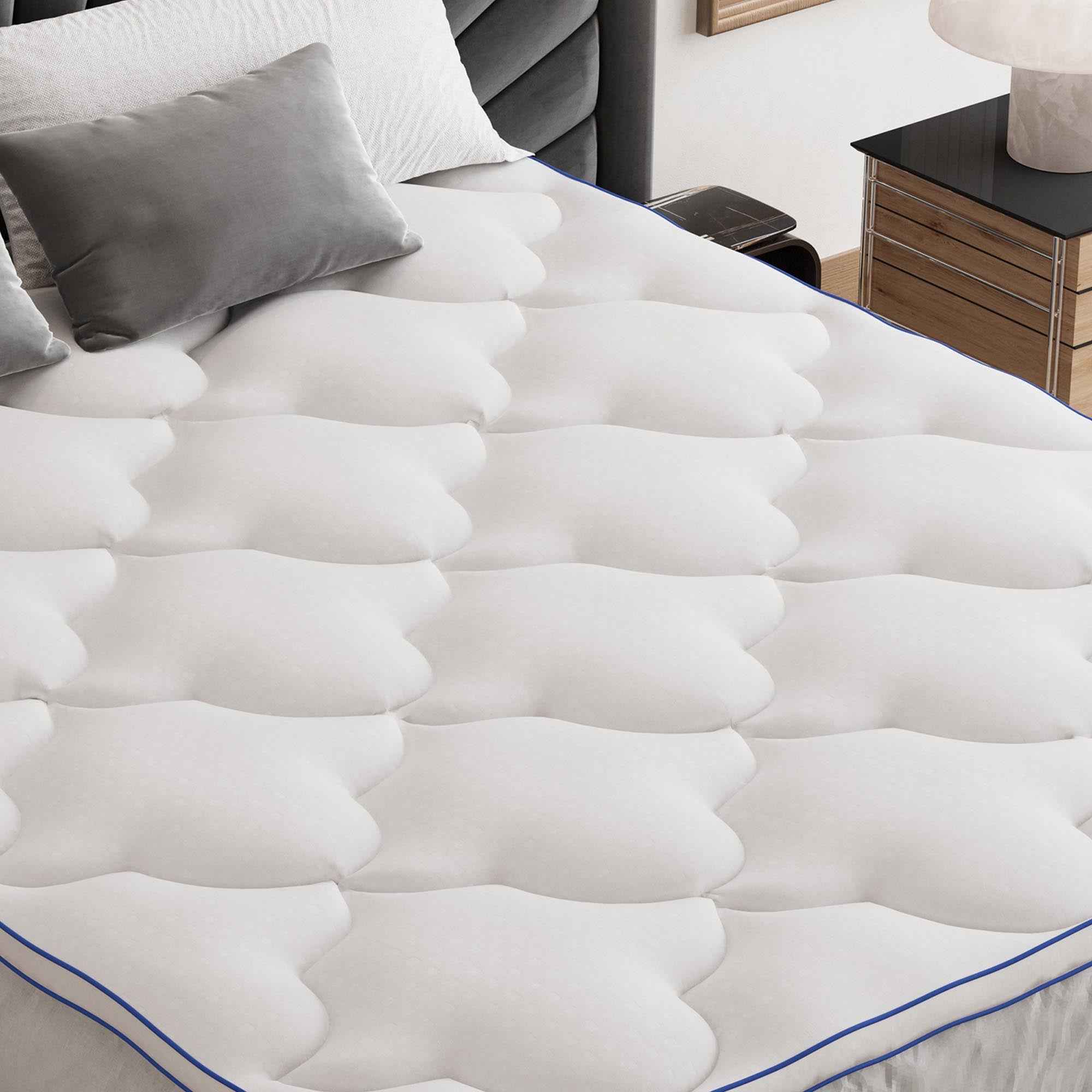80" White Cotton Water Resistant Mattress topper with Removable Cover