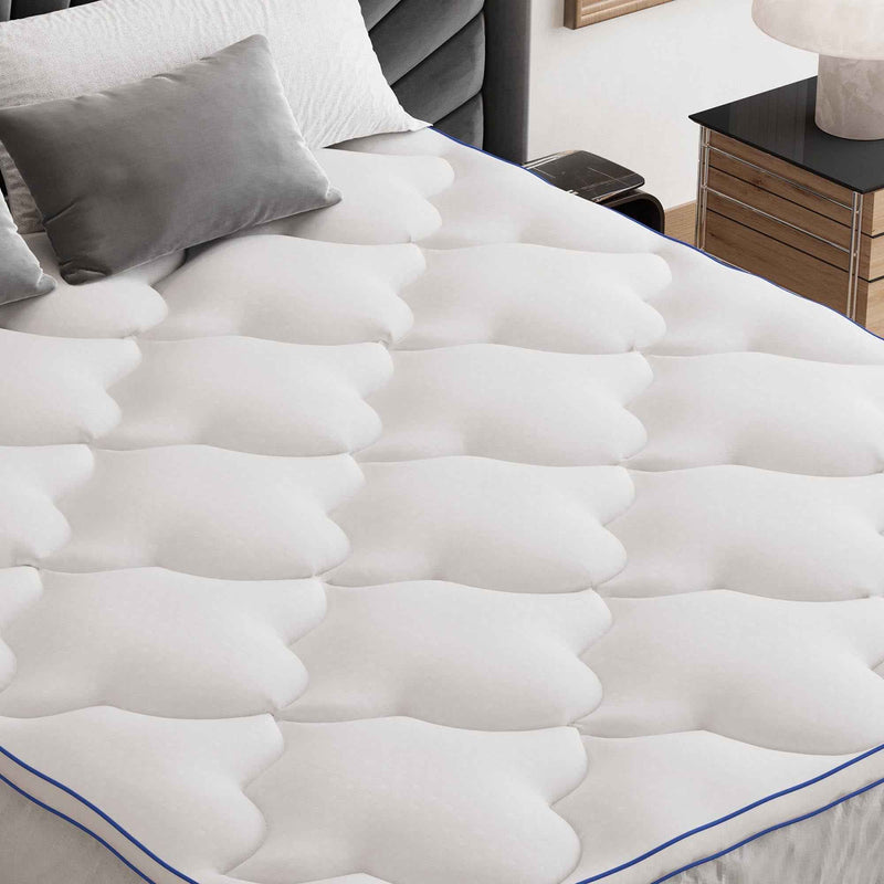 80" White Cotton Water Resistant Mattress topper with Removable Cover