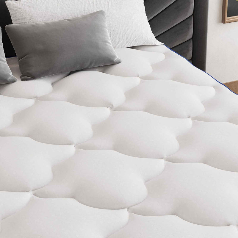 84" White Cotton Water Resistant Mattress topper with Removable Cover