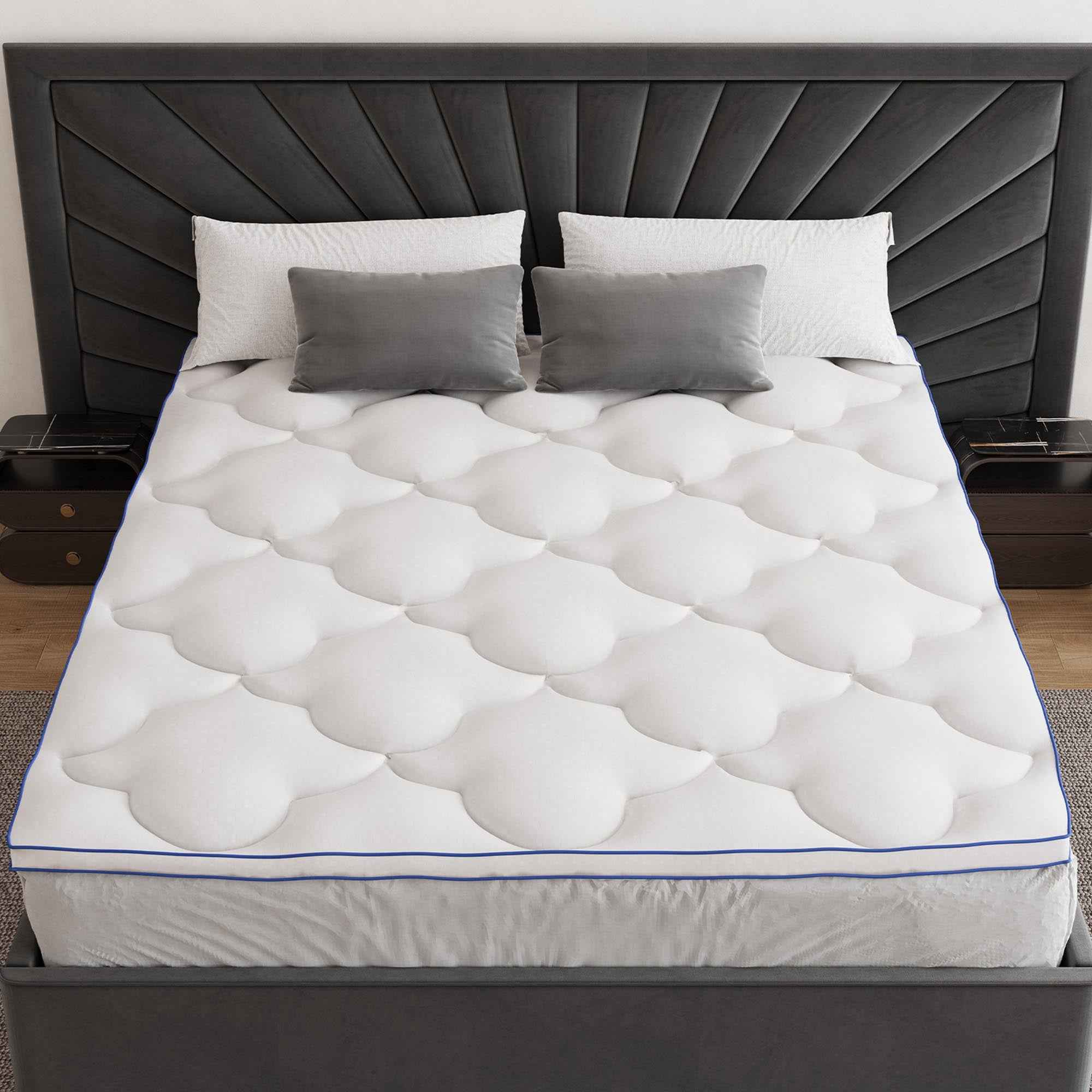 84" White Cotton Water Resistant Mattress topper with Removable Cover