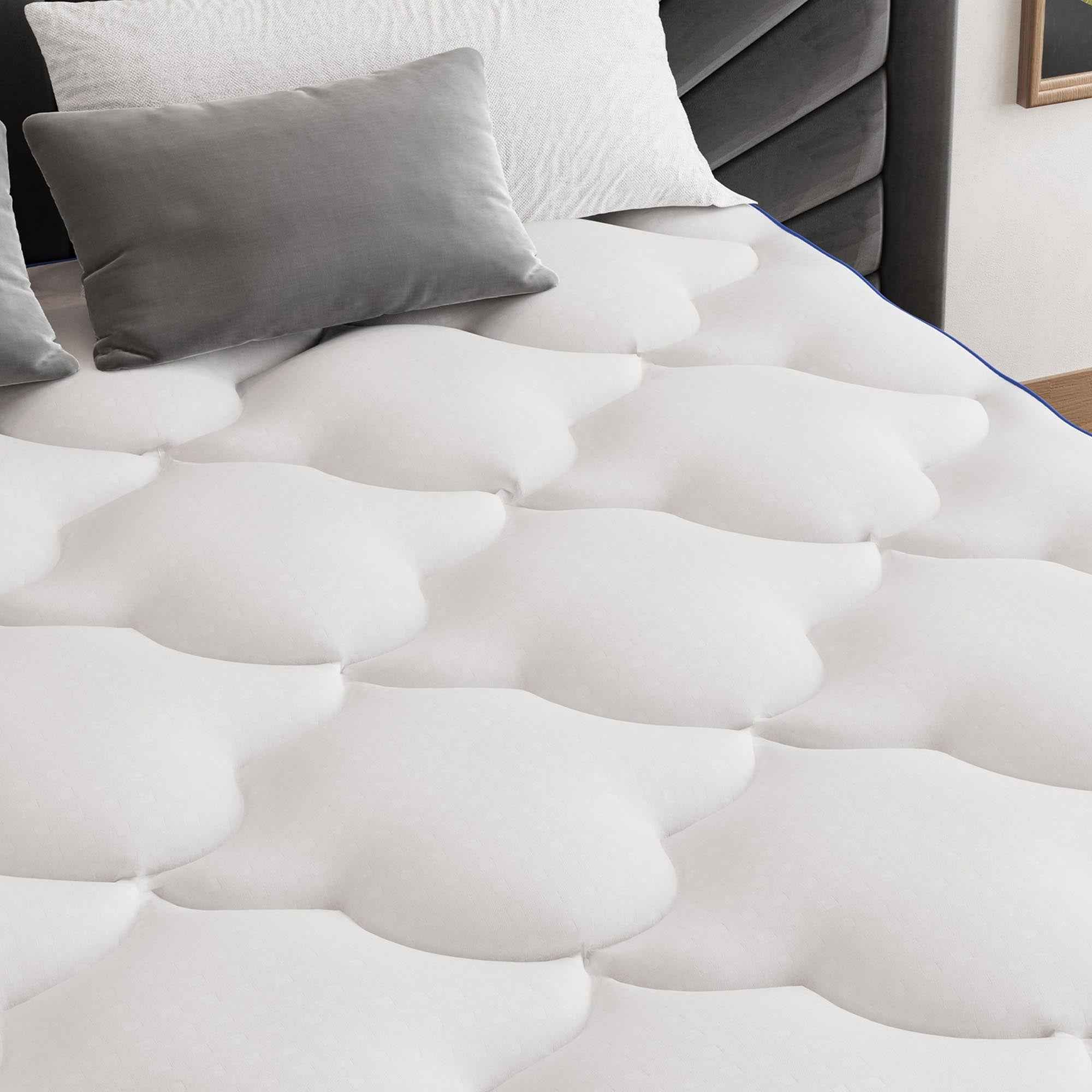 75" White Cotton Water Resistant Mattress topper with Removable Cover