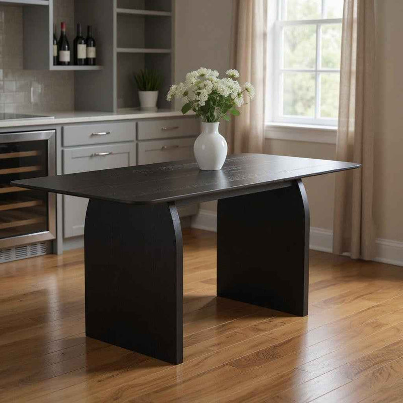 33" Black Solid Wood Rectangular Bar Table