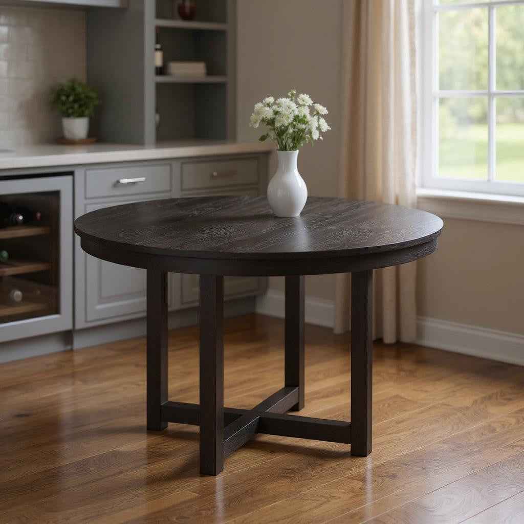 45" Black Solid Wood Rounded Bar Table