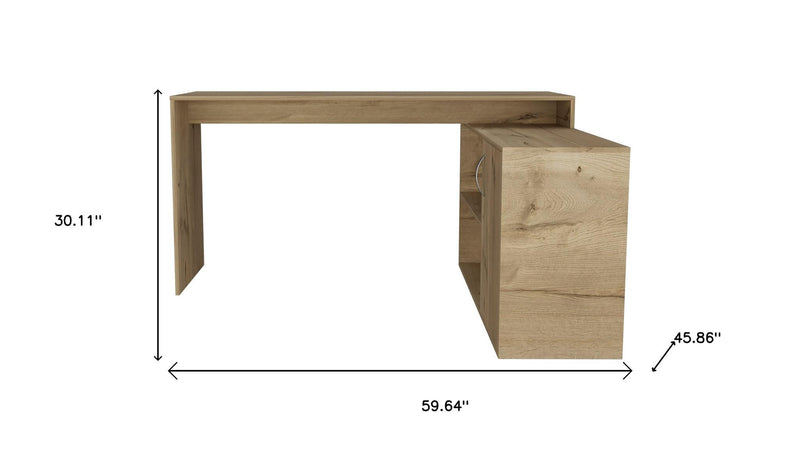 60" Oak Wood L Shape Computer Desk - Office