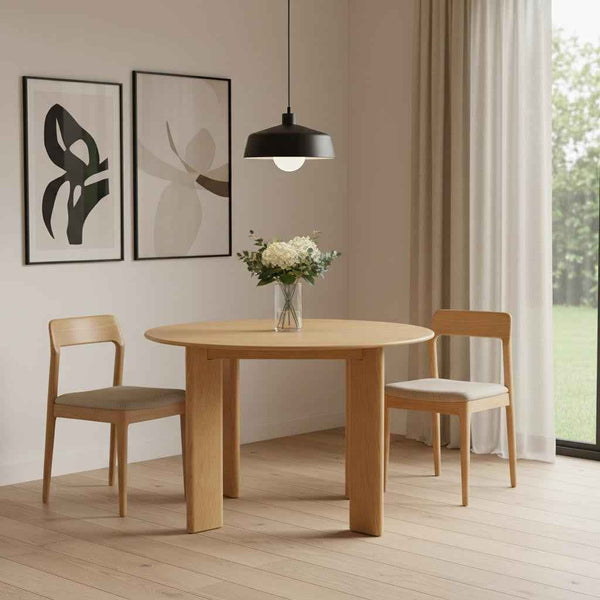 45" Beige Solid Wood Round Top Dining Table