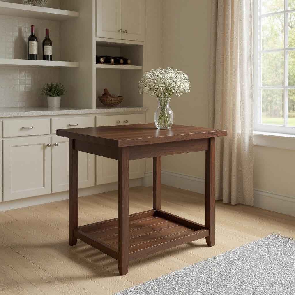 33" Brown Solid Wood Rectangular Bar Table
