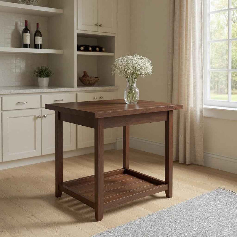33" Brown Solid Wood Rectangular Bar Table