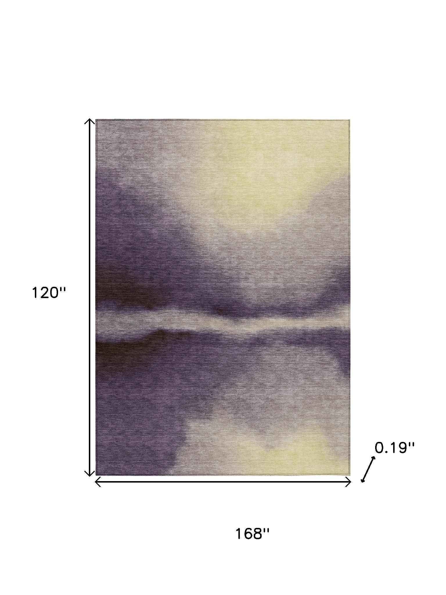 10' X 14' Plum Wheat And Ivory Abstract Washable Indoor Outdoor Area Rug