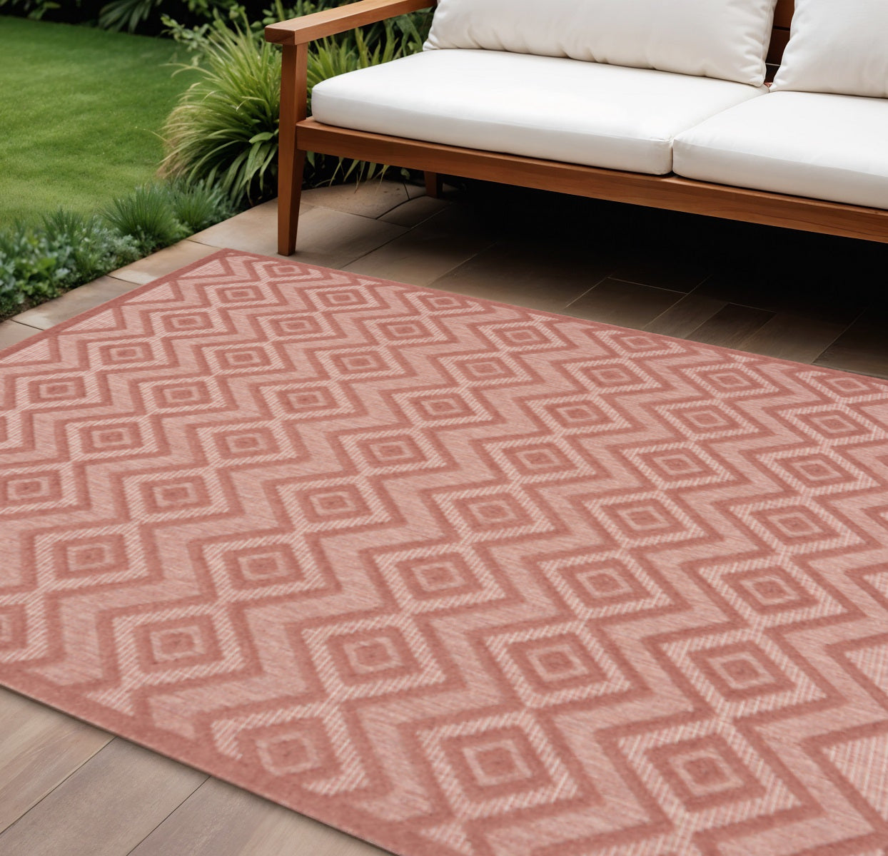 7' X 10' Orange Indoor Outdoor Area Rug - Outdoor