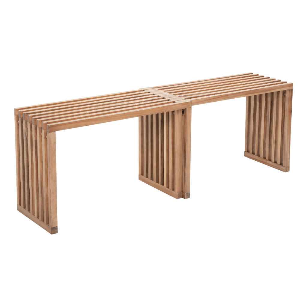 Set of Two 54" Natural Solid Wood Bench