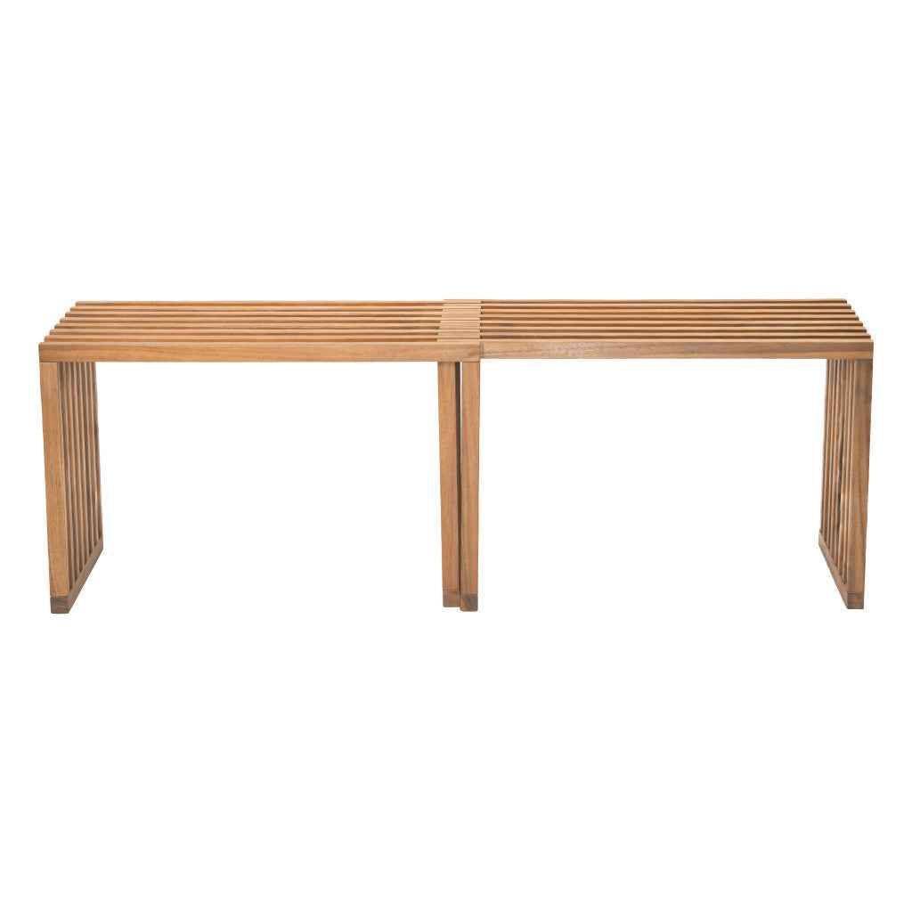 Set of Two 54" Natural Solid Wood Bench
