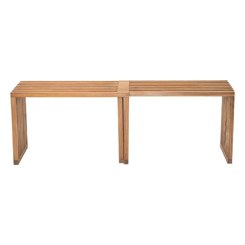 Set of Two 54" Natural Solid Wood Bench