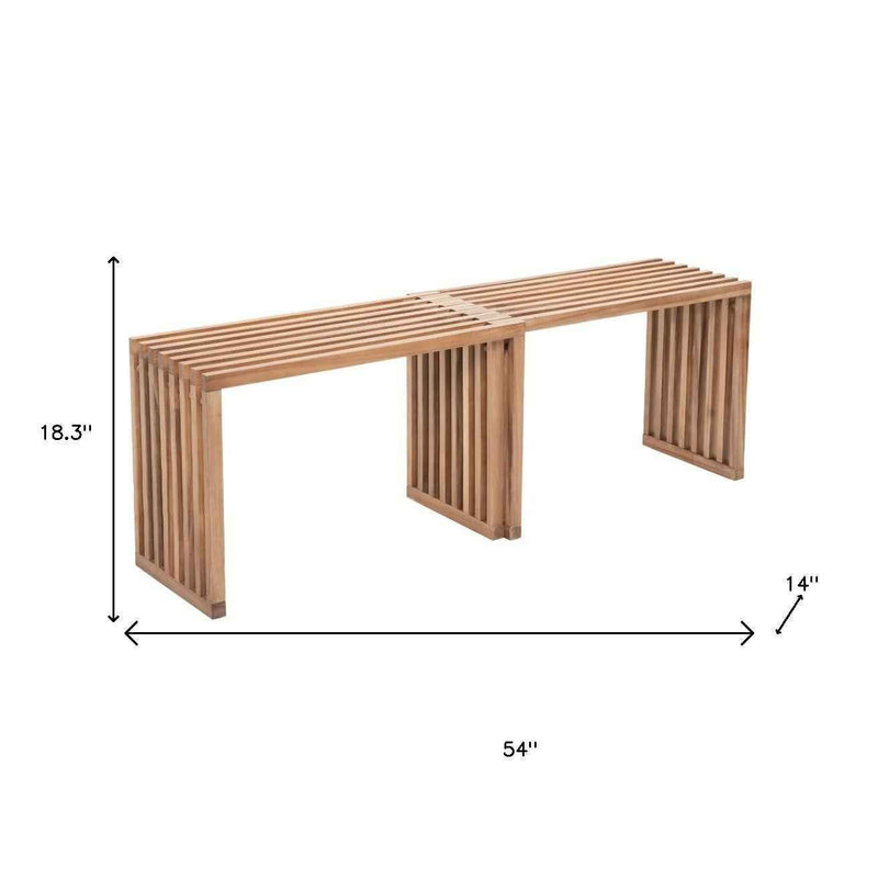 Set of Two 54" Natural Solid Wood Bench