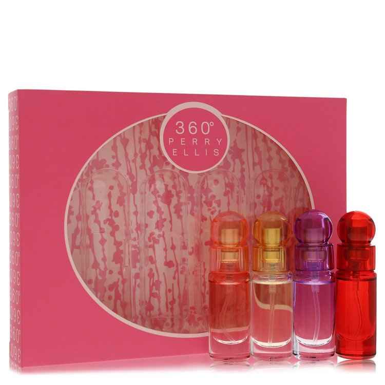 Perry Ellis  perry ellis 360 by Perry Ellis Gift Set -- Four piece Travel Gift Set Includes .25 oz Mini Eau De Parfum Spray of each. 360 Coral, 360 For Women, 360 Purple, 360 Red. for Women for Fragrances for Women