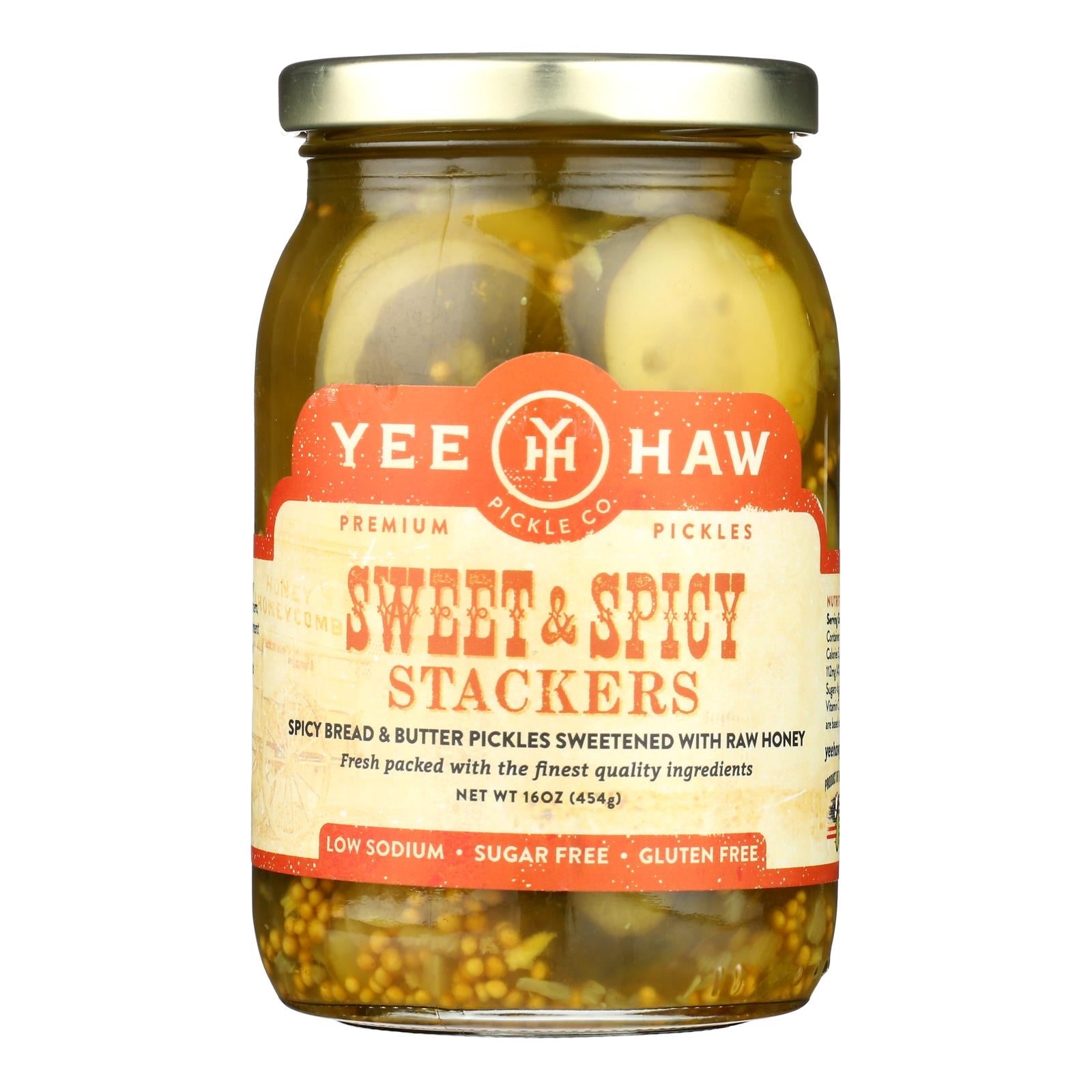Yee-haw Pickle Company Sweet & Spicy Stackers - Case Of 6 - 16 Oz Yee-haw Pickle Company